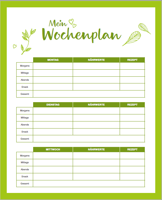 Wochenplan grün