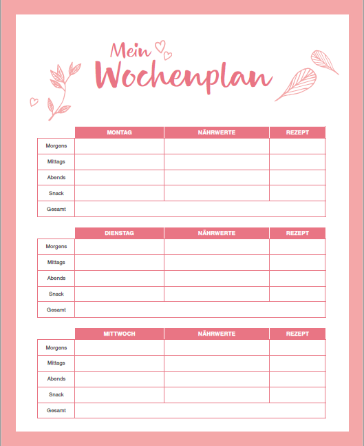 Wochenplan pink