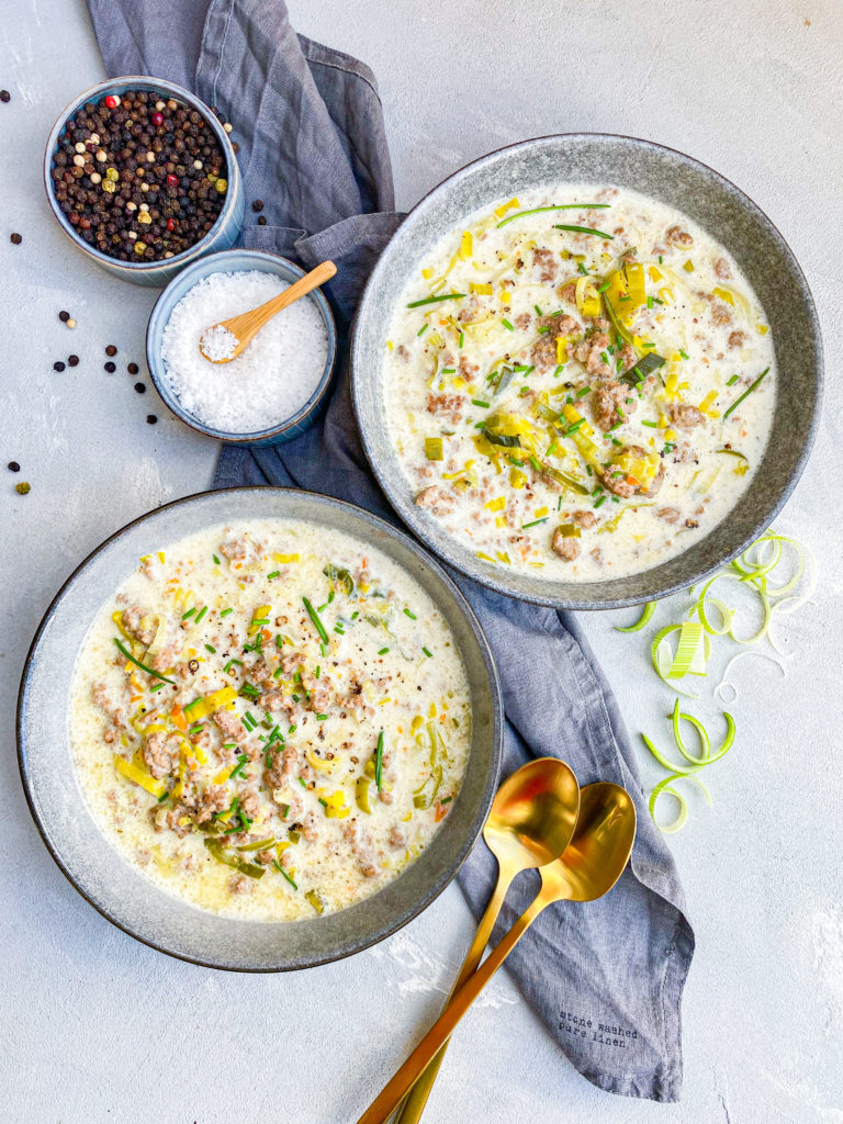 Käse Lauch Suppe doppelter Teller